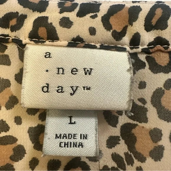 A New Day Leopard Print Sheer V Neck Blouse - Picture 3 of 6